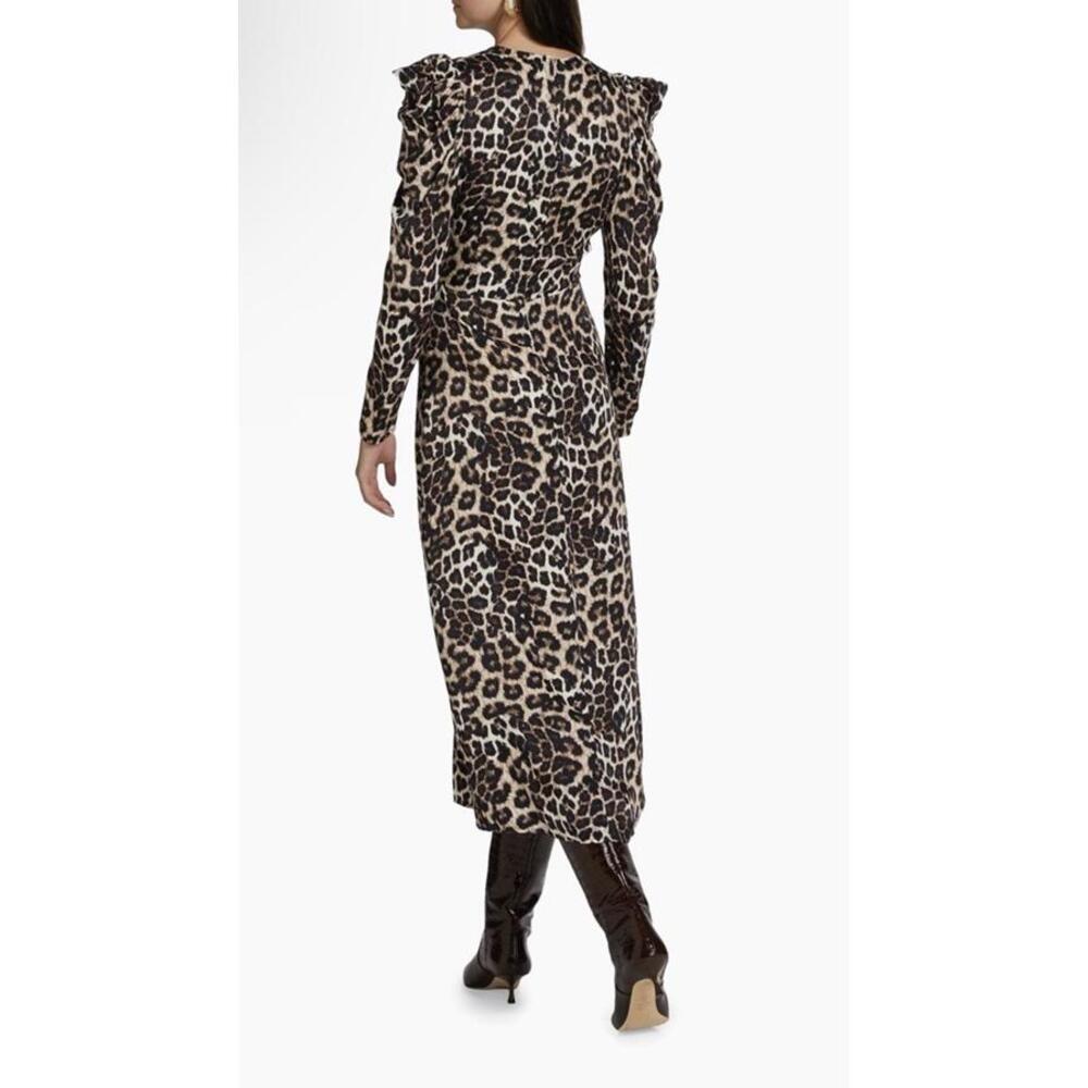 New Farm Rio Leopard V-Neck Midi-Dress In Natural Cream Size M $230 - Picture 5 of 14